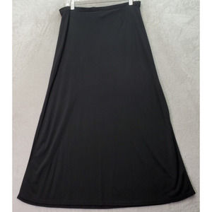 Collectibles‎ A Line Skirts Women's Medium Black Rayon Casual Elastic Waist Slit